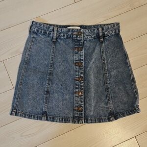 Forever 21 Denim Skirt Womens Medium Mini Button-Down Medium Wash NWOT